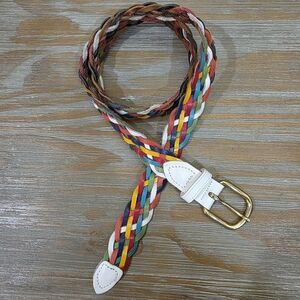 VINTAGE leather rainbow braided belt, Size M/L
